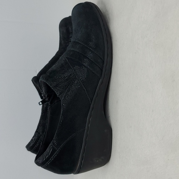Clarks Shooties Block Heel Sparkle Black Dotted Ruched Side Zip Womens 9.5 - Picture 1 of 11